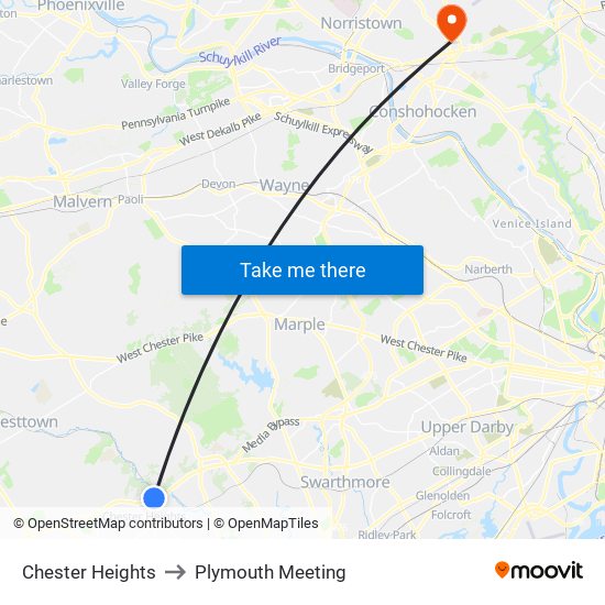 Chester Heights to Plymouth Meeting map