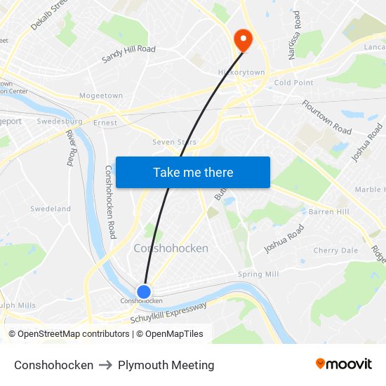 Conshohocken to Plymouth Meeting map