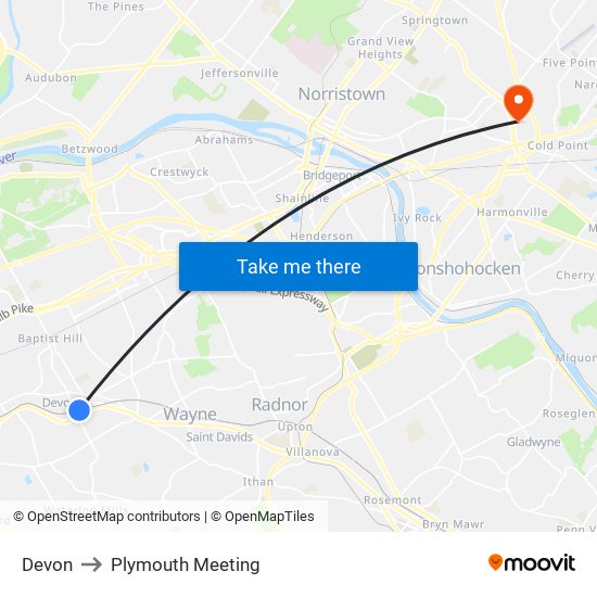 Devon to Plymouth Meeting map