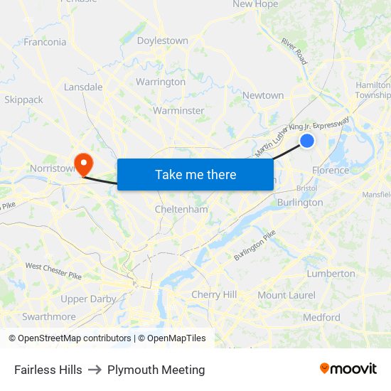 Fairless Hills to Plymouth Meeting map