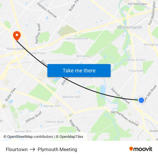Flourtown to Plymouth Meeting map