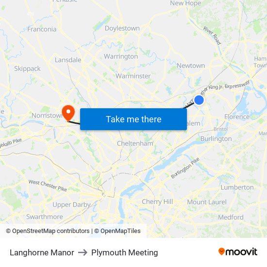 Langhorne Manor to Plymouth Meeting map