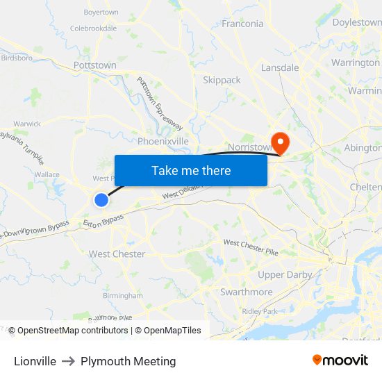 Lionville to Plymouth Meeting map