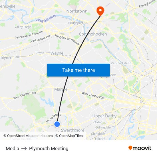 Media to Plymouth Meeting map