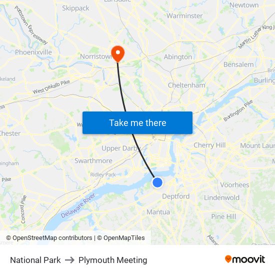 National Park to Plymouth Meeting map