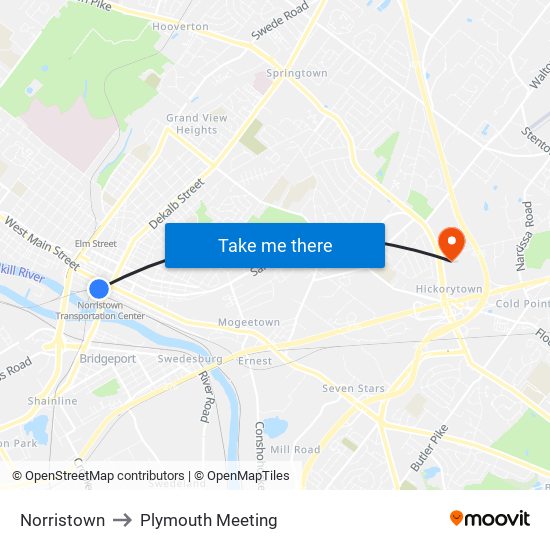 Norristown to Plymouth Meeting map