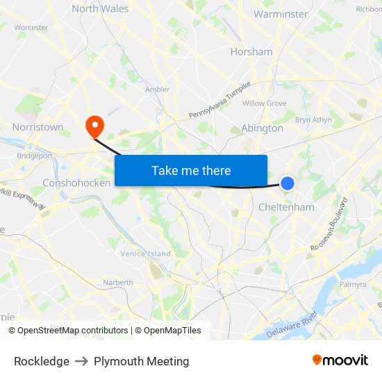 Rockledge to Plymouth Meeting map