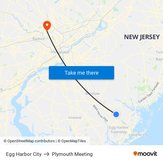 Egg Harbor City to Plymouth Meeting map