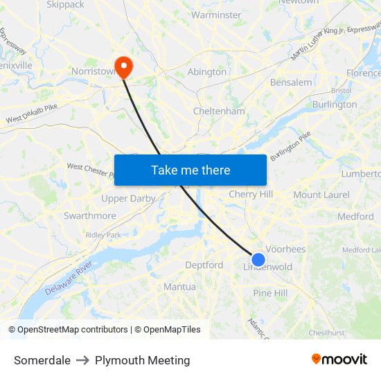 Somerdale to Plymouth Meeting map