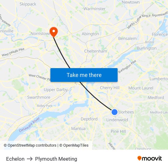 Echelon to Plymouth Meeting map