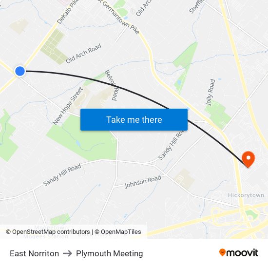 East Norriton to Plymouth Meeting map