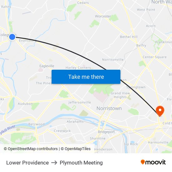 Lower Providence to Plymouth Meeting map
