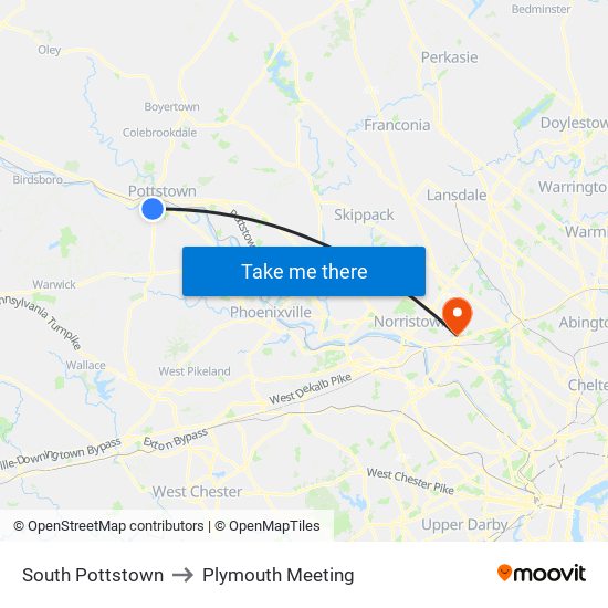 South Pottstown to Plymouth Meeting map