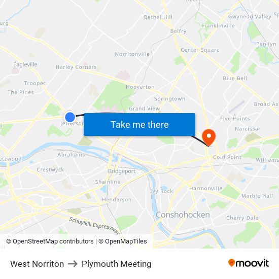 West Norriton to Plymouth Meeting map
