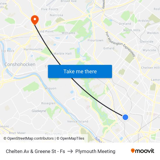 Chelten Av & Greene St - Fs to Plymouth Meeting map