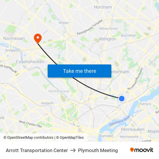 Arrott Transportation Center to Plymouth Meeting map