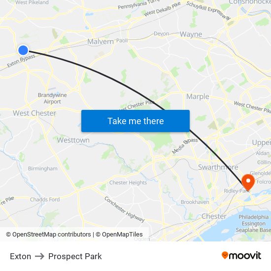 Exton to Prospect Park map