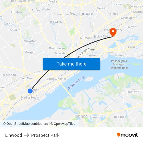 Linwood to Prospect Park map