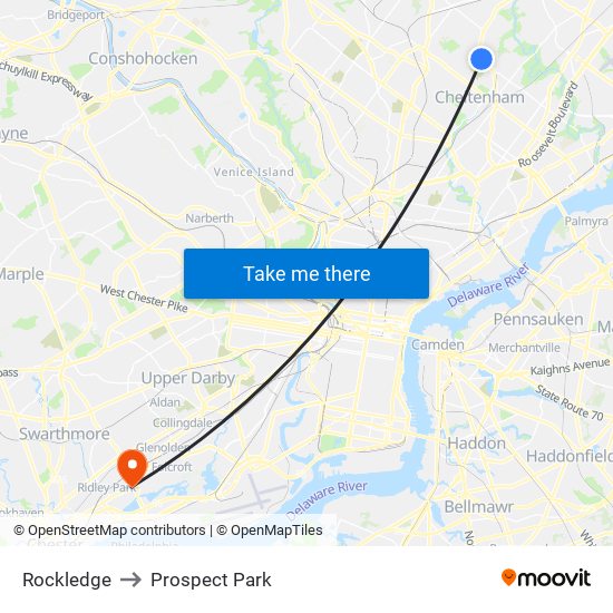 Rockledge to Prospect Park map