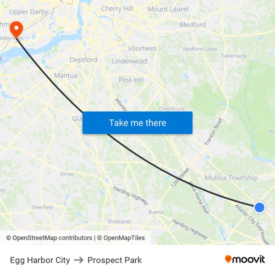 Egg Harbor City to Prospect Park map