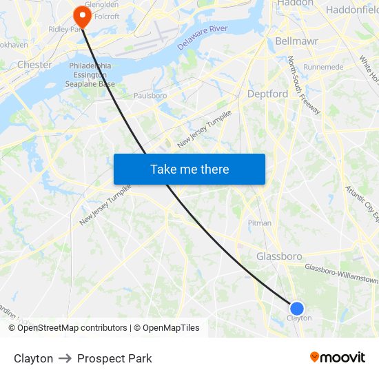 Clayton to Prospect Park map