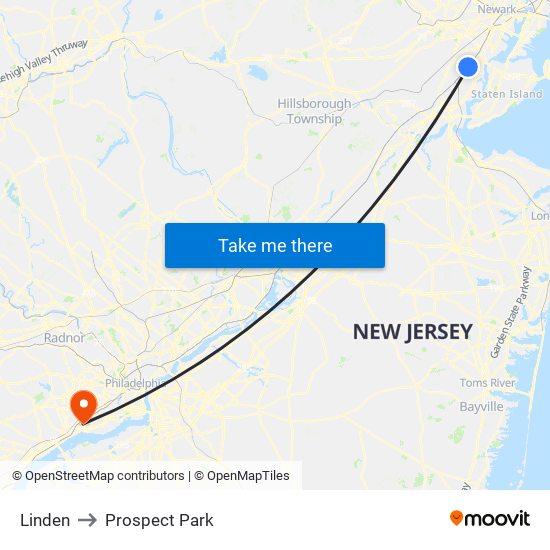 Linden to Prospect Park map