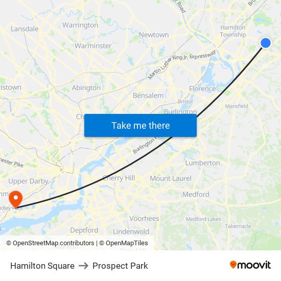 Hamilton Square to Prospect Park map