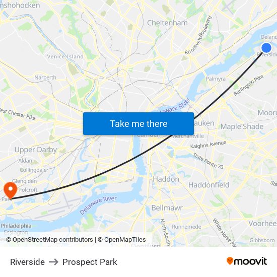 Riverside to Prospect Park map