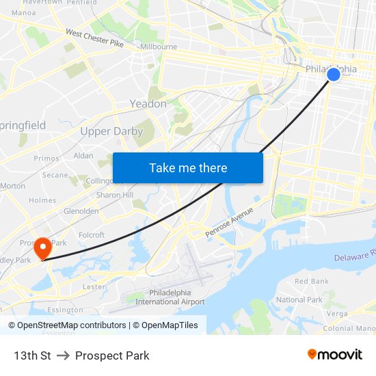 13th St to Prospect Park map