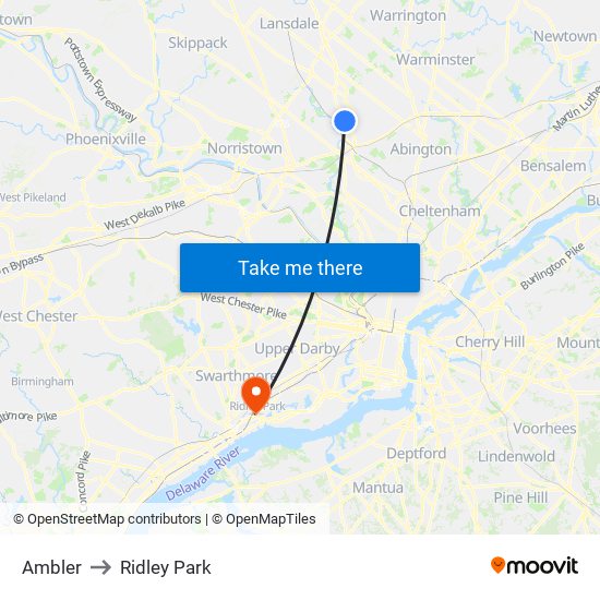 Ambler to Ridley Park map