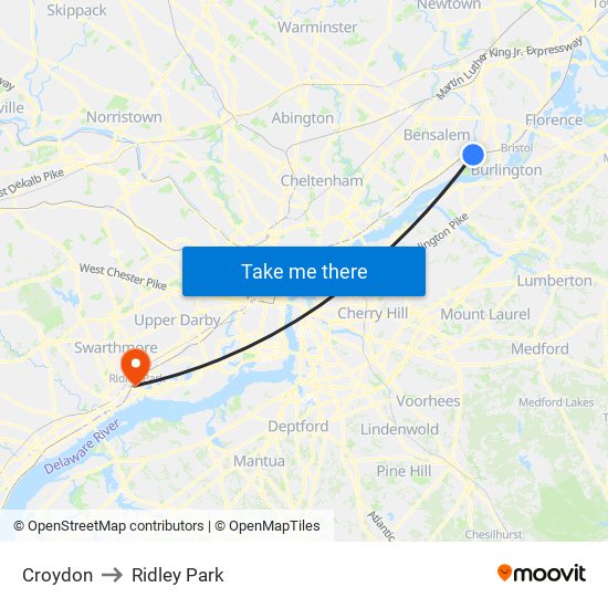 Croydon to Ridley Park map