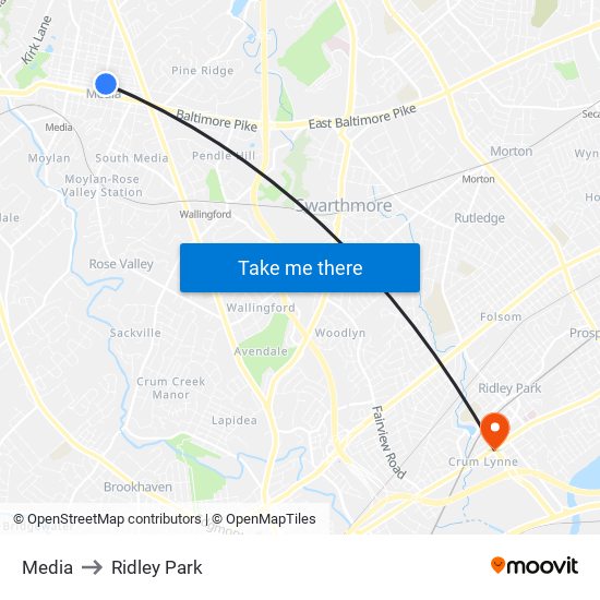 Media to Ridley Park map