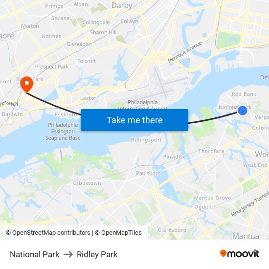 National Park to Ridley Park map