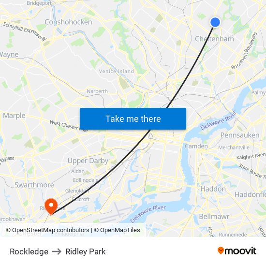 Rockledge to Ridley Park map