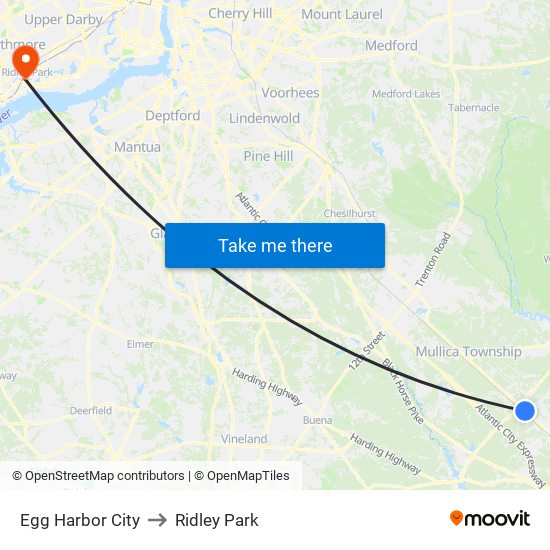 Egg Harbor City to Ridley Park map