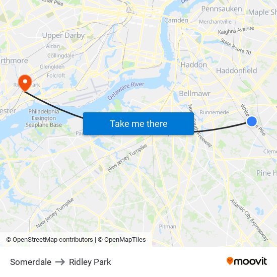 Somerdale to Ridley Park map