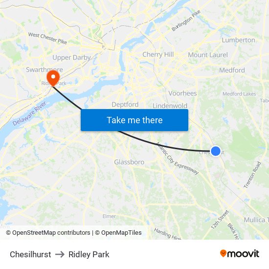 Chesilhurst to Ridley Park map