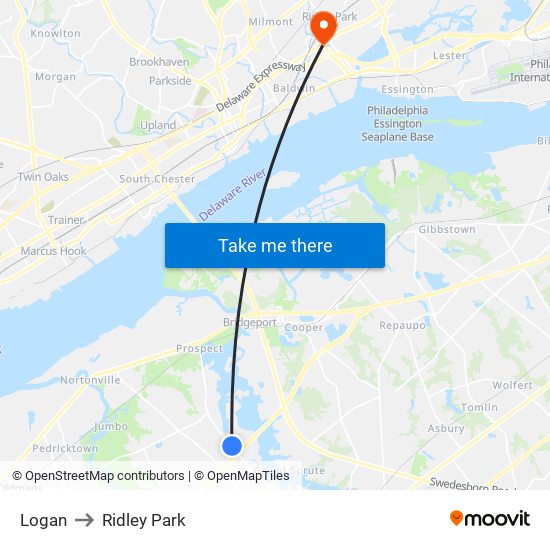 Logan to Ridley Park map