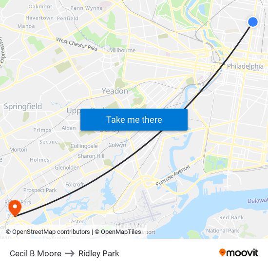 Cecil B Moore to Ridley Park map