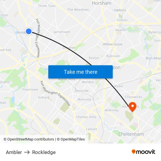 Ambler to Rockledge map