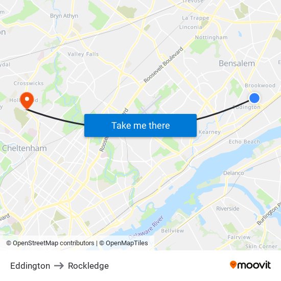 Eddington to Rockledge map