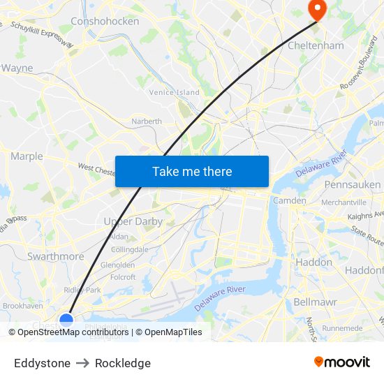 Eddystone to Rockledge map