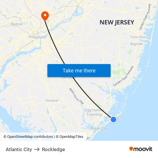 Atlantic City to Rockledge map