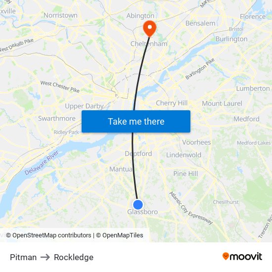 Pitman to Rockledge map