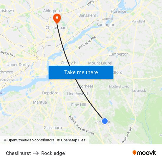 Chesilhurst to Rockledge map