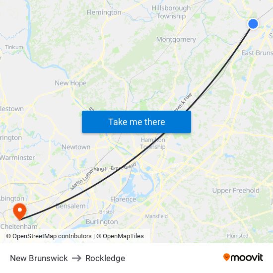 New Brunswick to Rockledge map