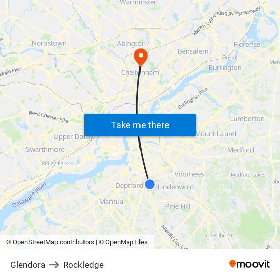 Glendora to Rockledge map