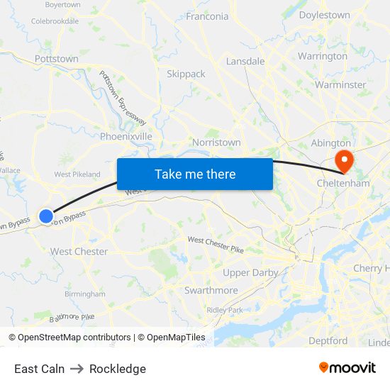 East Caln to Rockledge map