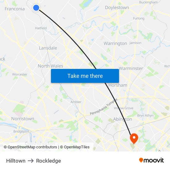 Hilltown to Rockledge map