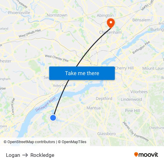 Logan to Rockledge map